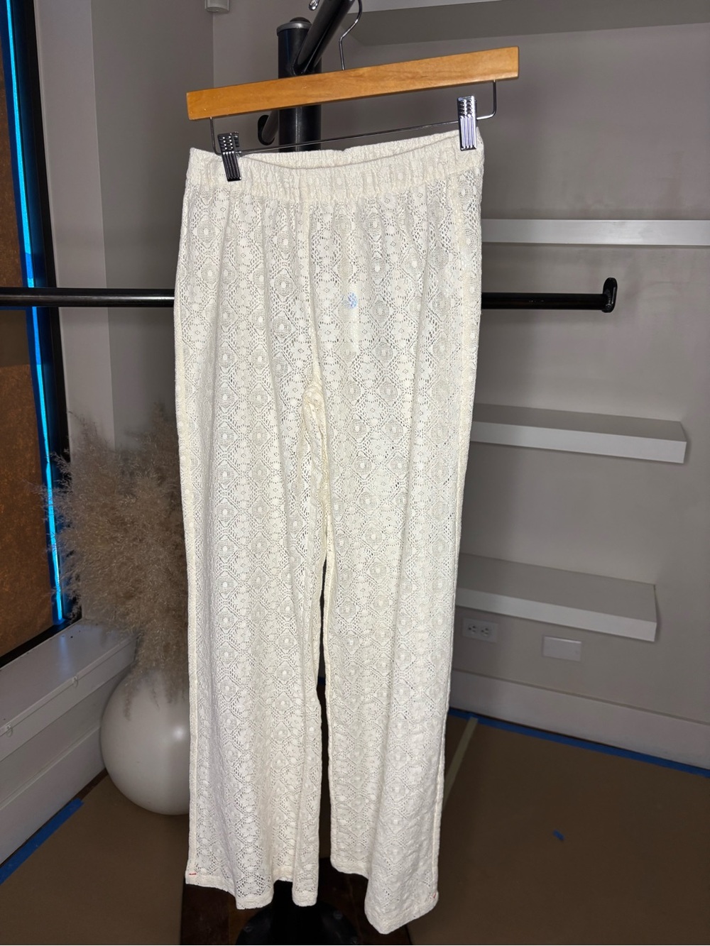XiRENA Cream Crochet Wide-Leg Pants